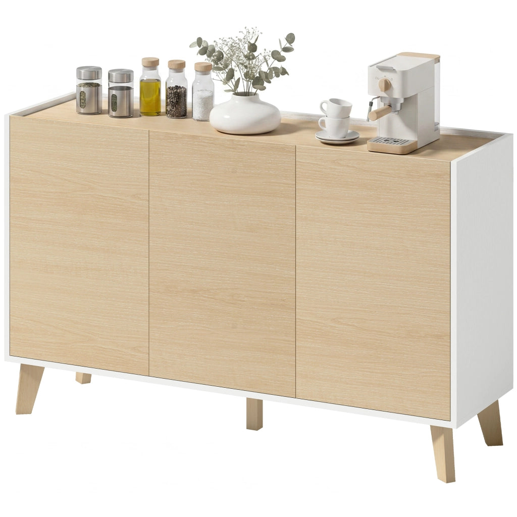 Armadio da cucina ¨C zephmum ¨C bianco e legno naturale 120x40x90
