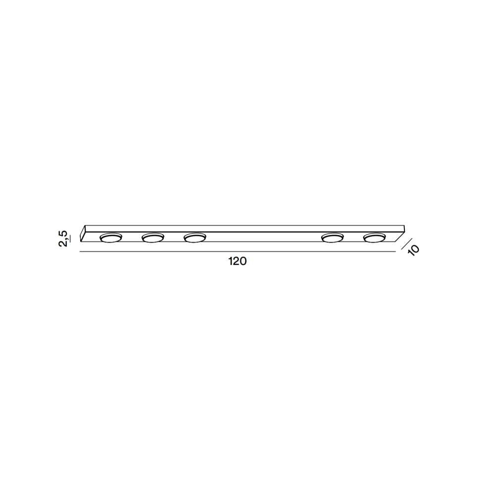 Bottone - Plafoniera Led da soffitto 5xGX53 max 15W, Rettangolare 120x10 cm, Metallo Verniciato, IP20 - Perenz - Bianca