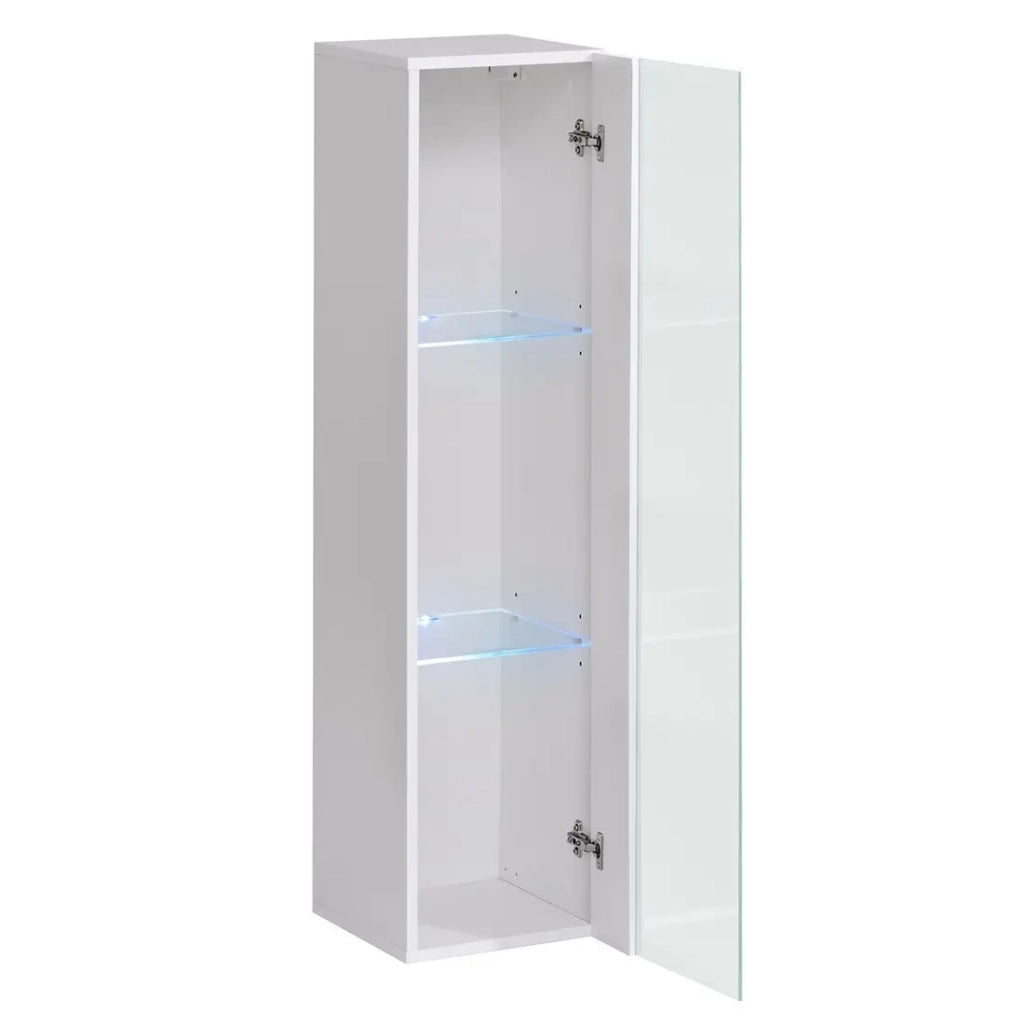 Vetrina sospesa – Bianco – Collezione SWITCH – Porta in vetro e LED inclusi – Modello piccolo