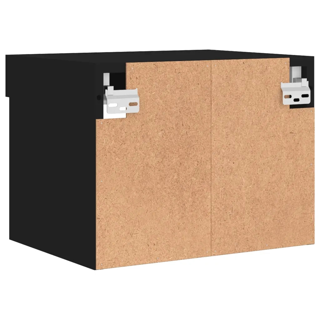Comodino con Luci LED a Parete-Tavolino da notte Nero 315481