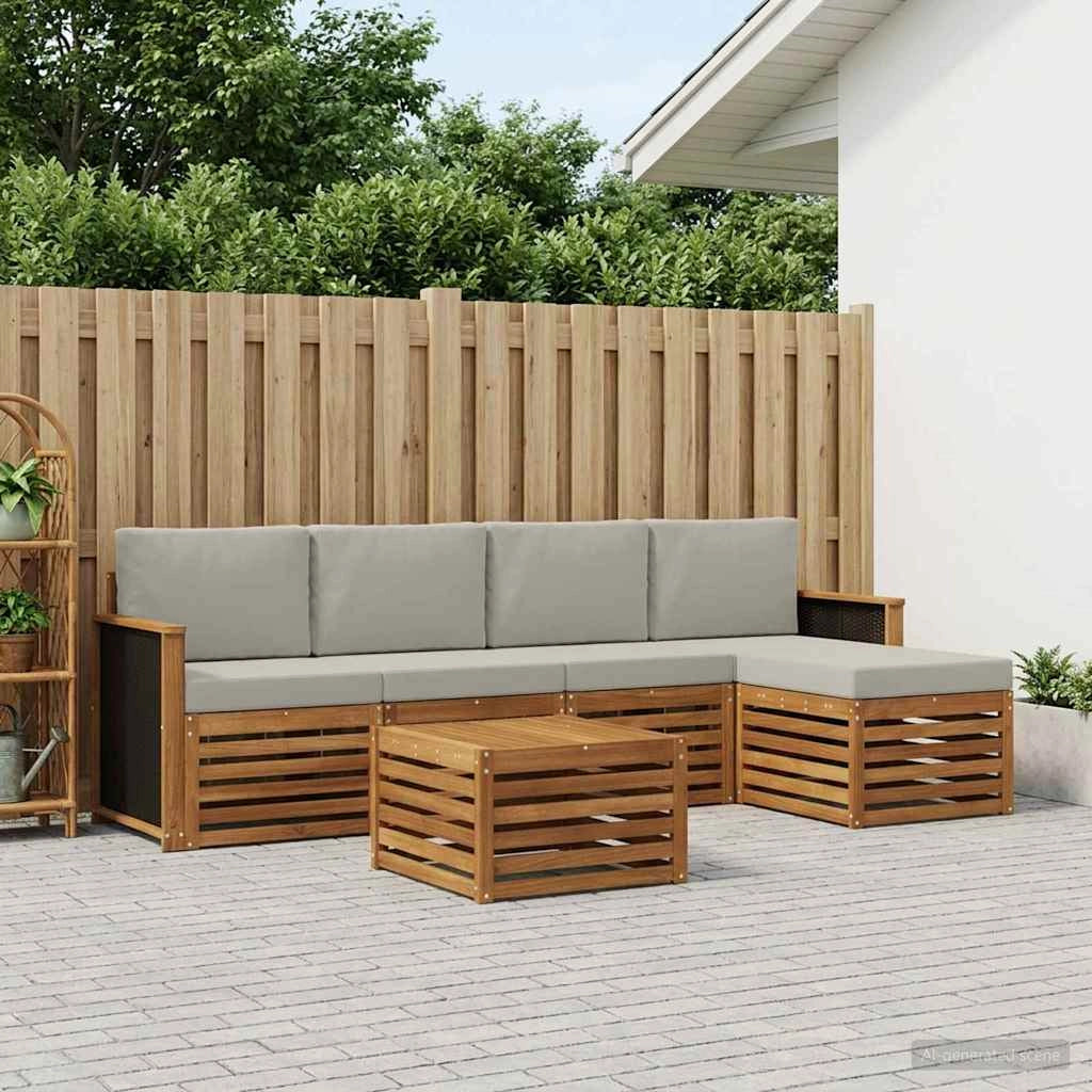 Set di divani da esterno 6 pz Naturale e Grigio Chiaro 3384252