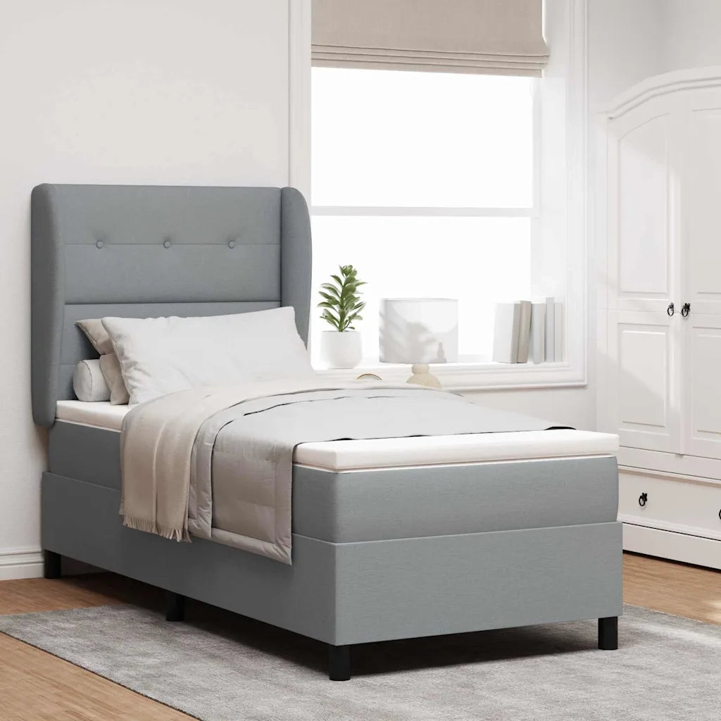 Letto a molle con materasso Grigio chiaro 100 x 200 cm Tessuto 3340550