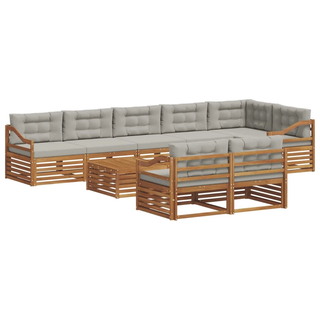 Set di divani da esterno 9 pcs Grigio Naturale e Chiaro