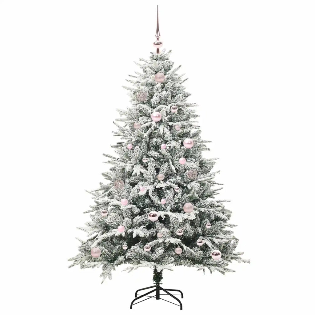 Albero di Natale Artificiale Pre-illuminato con Set di Palline