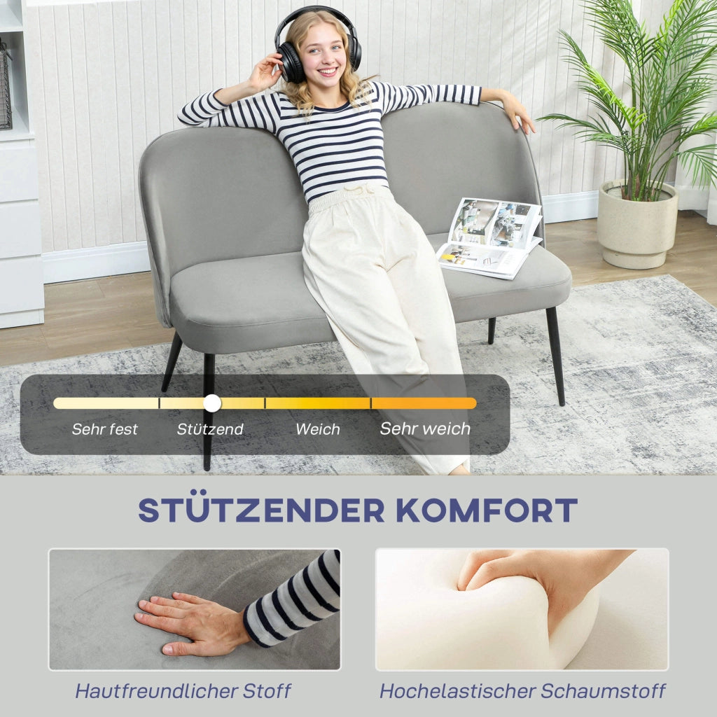 Divano 2 posti ¨C zephmum ¨C Tessuto grigio, struttura metallo e legno