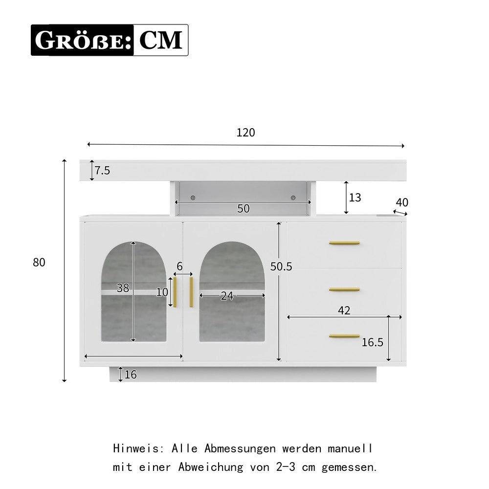 Credenza Buffet con Luci LED 16 Colori ¨C MINIMAL ¨C Bianco Lucido 120 cm
