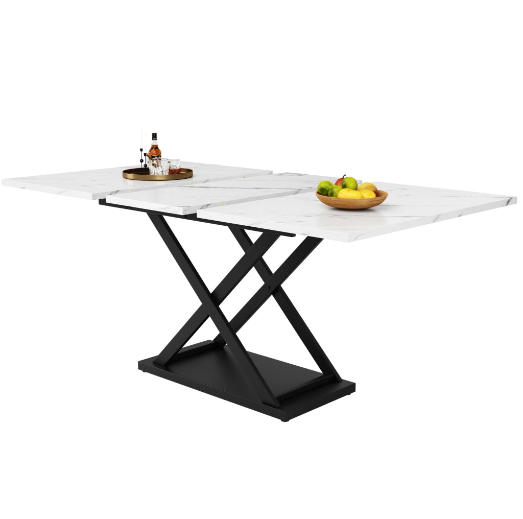 Tavolo da pranzo allungabile 120-160x80 cm bianco e nero