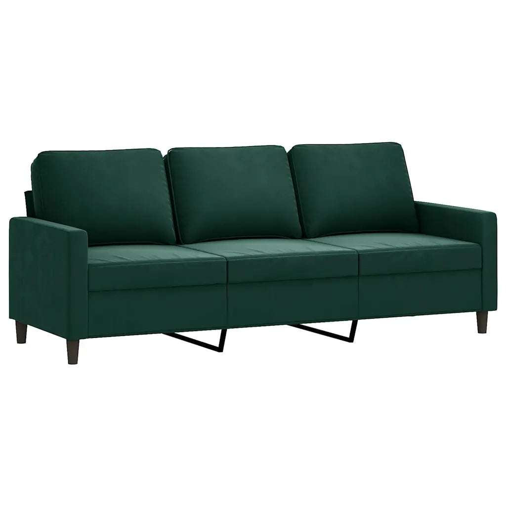 Divano a 3 Posti Verde Scuro 180 cm in Velluto 359211