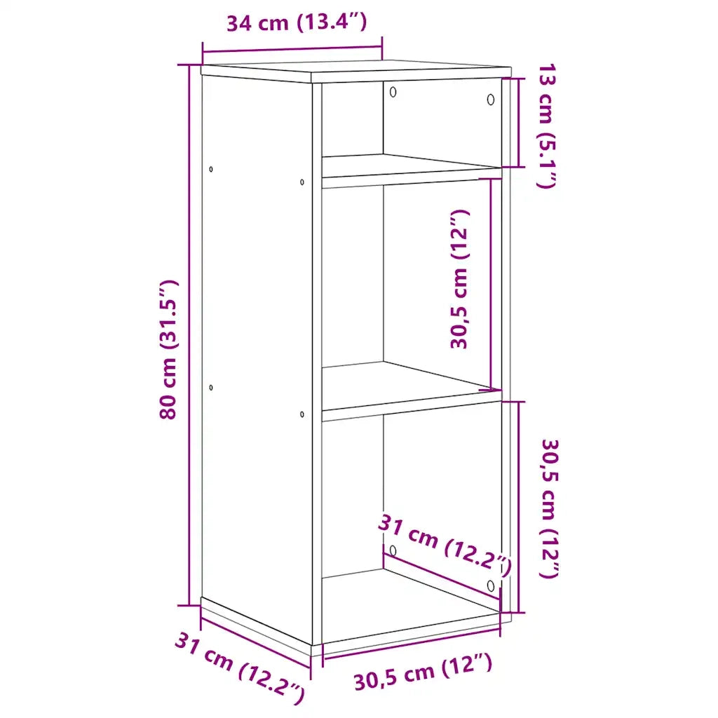 Libreria Legno Antico 34x31x80 cm in Legno Multistrato 860281
