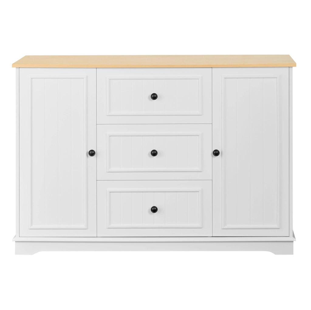 Credenza da pranzo 126x40x86 cm in MDF bianco, 3 cassetti
