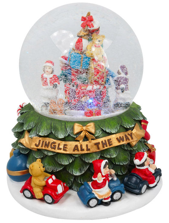 Ampolla Natalizia a Batteria 20x20x22 cm in Resina con Bambini Musica e Luci