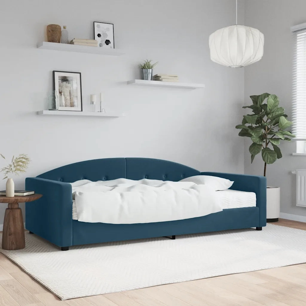 Divano Letto con Materasso-Sofa Letto-Daybed Blu 100x200 cm in Velluto 348631