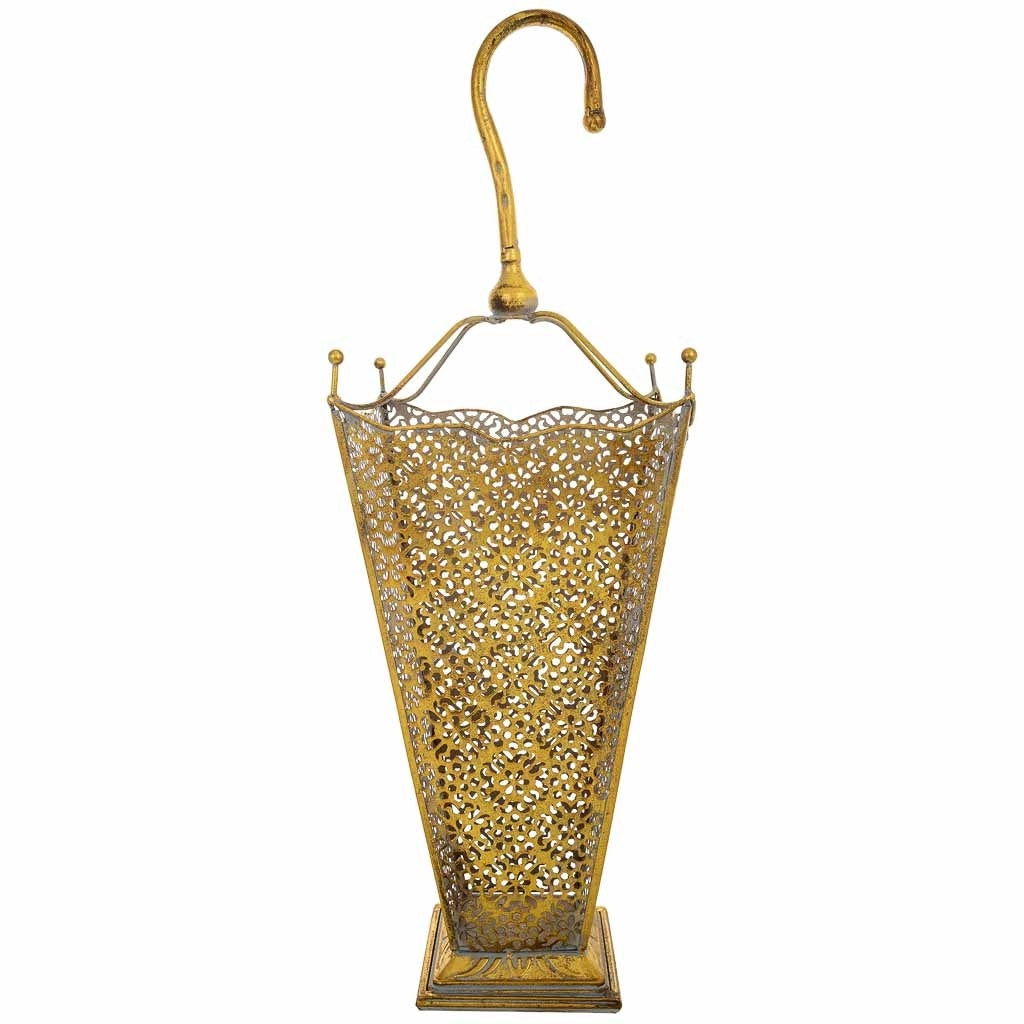 Portaombrelli in metallo dorato 27,5x27,5x80h cm