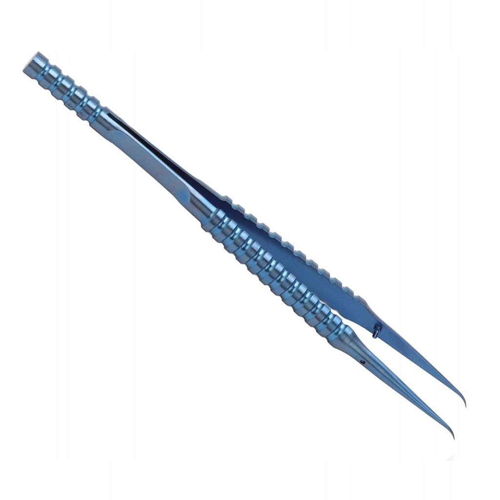 Pinzetta di Precisione in Titanio Curva (Blu) – Materiale di Alta Qualità, Resistente alla Corrosione | Lunghezza 140 mm