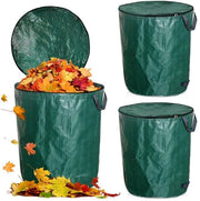 Sacca di Rifiuti per Giardino 272 Litri - Sacca di Giardino con Coperchio - Sacca di Giardino con Maniglie - Sacche di Giardino Stabili - Sacca Verde per Erba e Foglie - Sacche di Rifiuti per Giardino