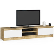 Mobile TV AKORD Quercia Artisan 160 cm 2 ante inserto frontale Bianco 160x40x33 cm