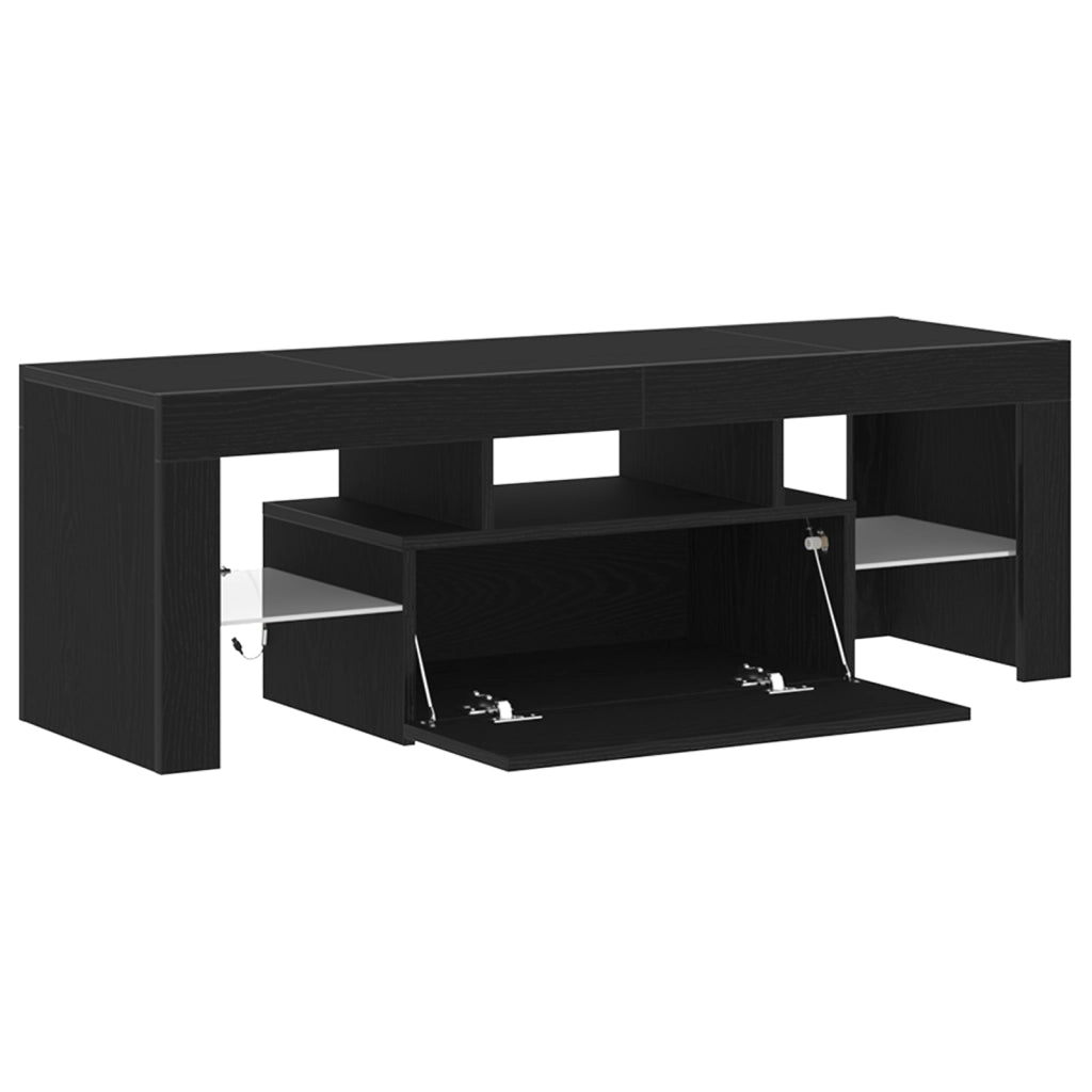 Mobile TV  con luci LED - Nero Rovere 120x35x40 cm