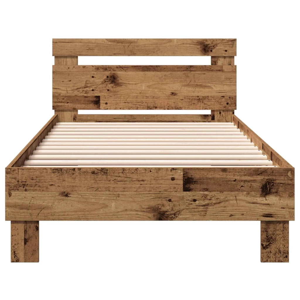 Struttura letto con testata-Giroletto Legno antico 80 x 200 cm 859878