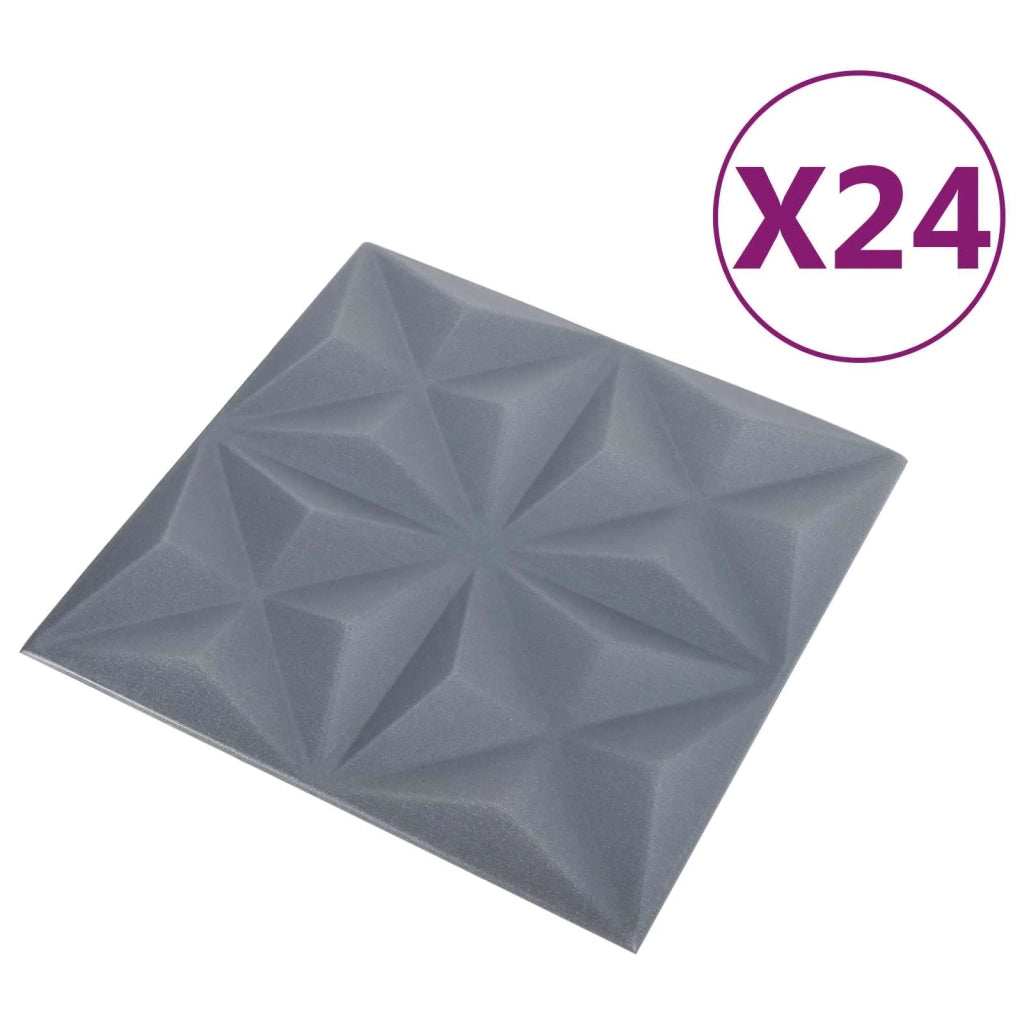 Pannelli da parete 24 pcs Origami Grigio 50 x 50 cm Schiuma XPS 42046034