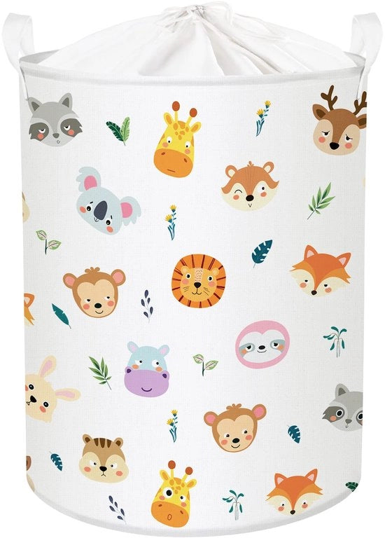 Cestello per bambini 45L con coperchio per la camera da letto o la stanza da bagno con decorazioni di animali Cartoon per bambini