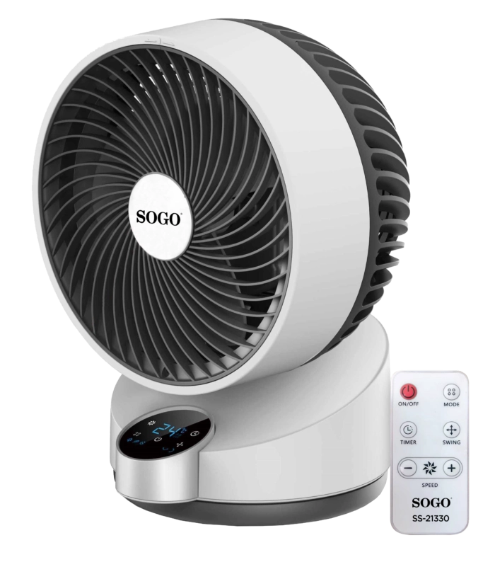 Ventilatore circolatore aria 25 cm con telecomando, 50W 3 modalità vento e timer 12h, oscillazione automatica per casa - Sogo