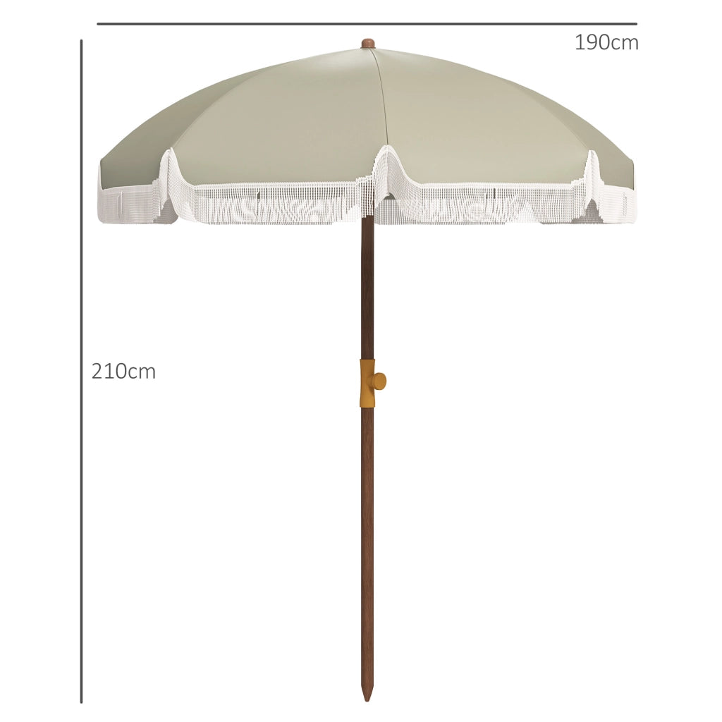 Ombrellone da Giardino con Frange ¨C zephmum ¨C Verde ?190x210 cm