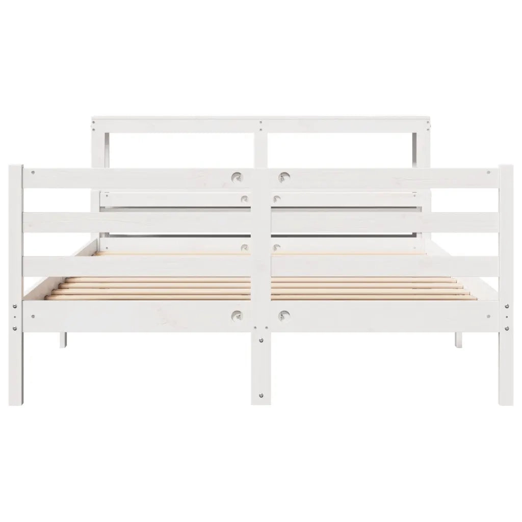 Giroletto con Testiera Bianco 150x200 cm Legno Massello di Pino