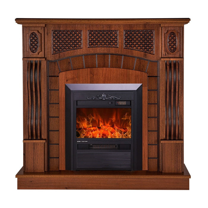 Camino Elettrico da Pavimento 112x115x30 cm Effetto Fiamma 2000W Amsterdam & Cristina Noce