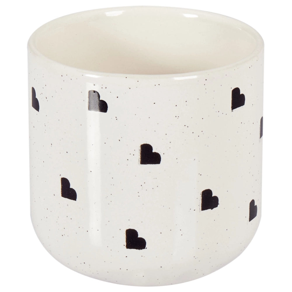 Set di 4 tazze Gres bianco caolino fatto a mano finitura motivo cuore Cucina Sala da pranzo