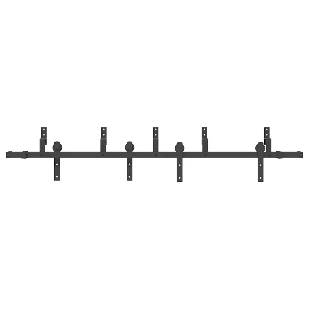 Kit di Binari per Porte Scorrevoli 213,5 cm Acciaio Nero