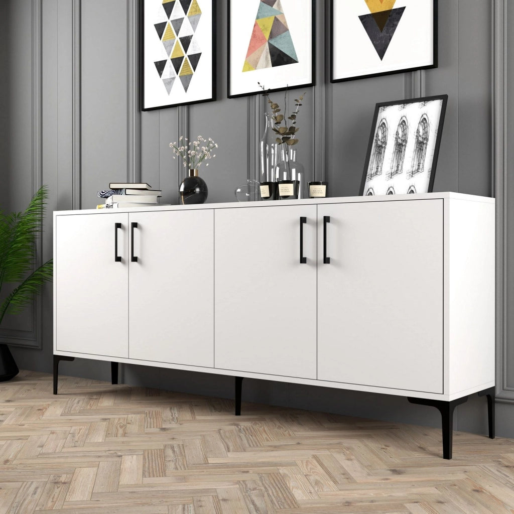 Madia Pollein, Credenza 2 Ripiani, 180x35x78h cm Bianco