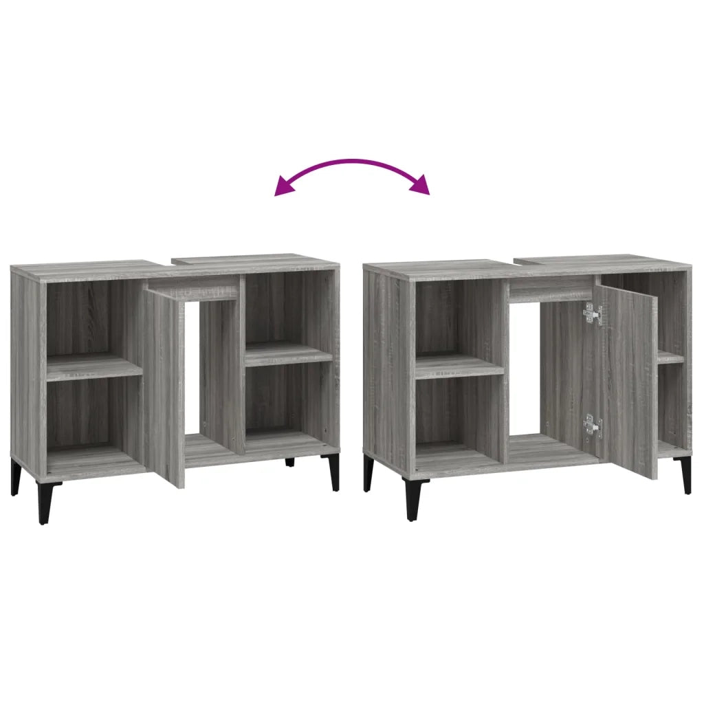 Mobile Lavabo | Armadio Lavabo Grigio Sonoma 80x33x60 cm in Legno Multistrato