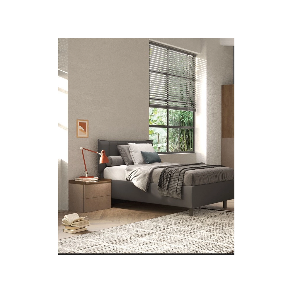 Comodino 2 cassetti Quinn colore bronzo e noce mercure