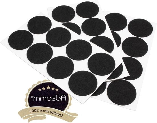 24 Adesivi Neri di Feltro a Forma di Disco Ø 60 mm - 3,5 mm di Spessore - Protezione per Mobili e Pavimenti