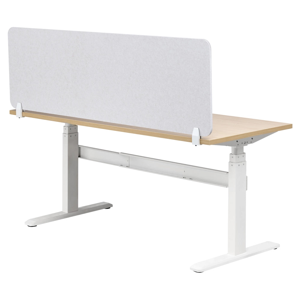 Pannello Divisorio da Scrivania Bianco Sporco in PET con Rivestimento in Tessuto 160 x 50 cm Schermo Acustico per Ufficio e Home Office
