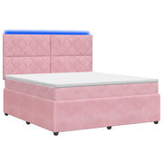 Letto Box Spring LED con Materasso Rosa 180 x 200 cm Velluto 3456130