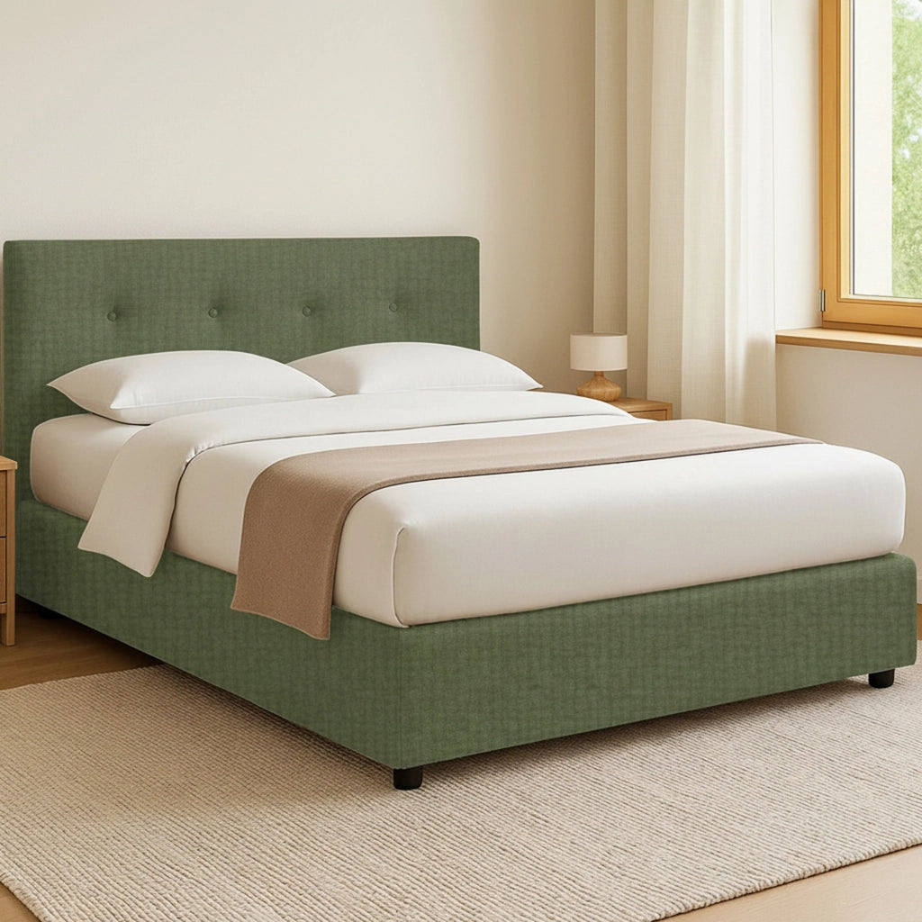 Bolton, Letto Piazza e Mezza Sfoderabile Made in Italy, Verde