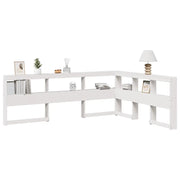 Testiera libreria a L-Testata contenitore bianca 135 cm in legno massello di pino