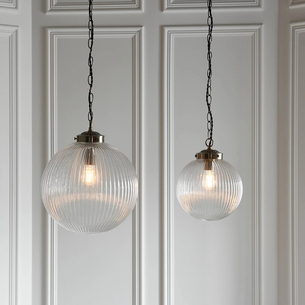Lampada a sospensione vintage ottone globo Ø25 E27