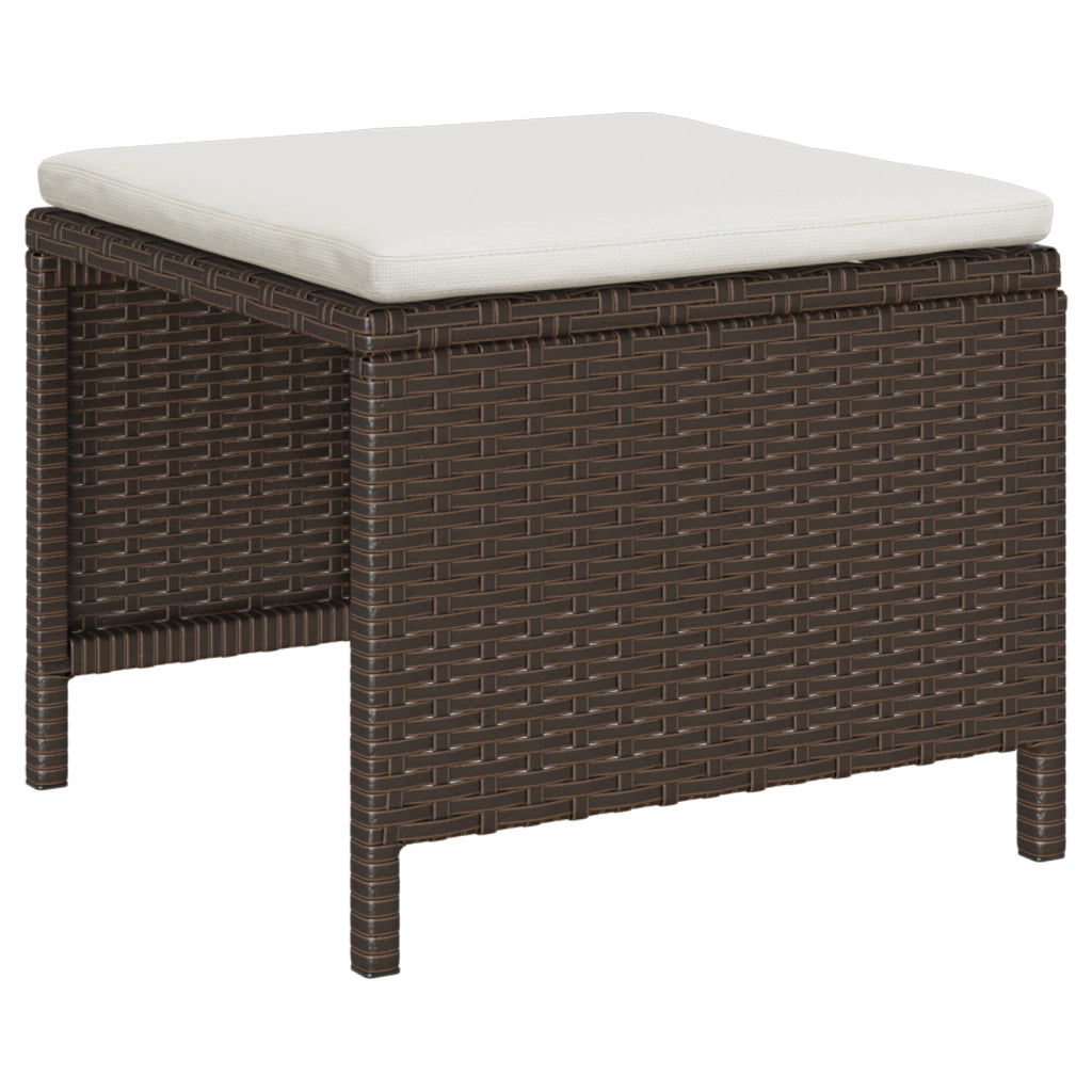 Set Divano Da Esterno Marrone E Panna Rattan, Legno, Tessuto Medio