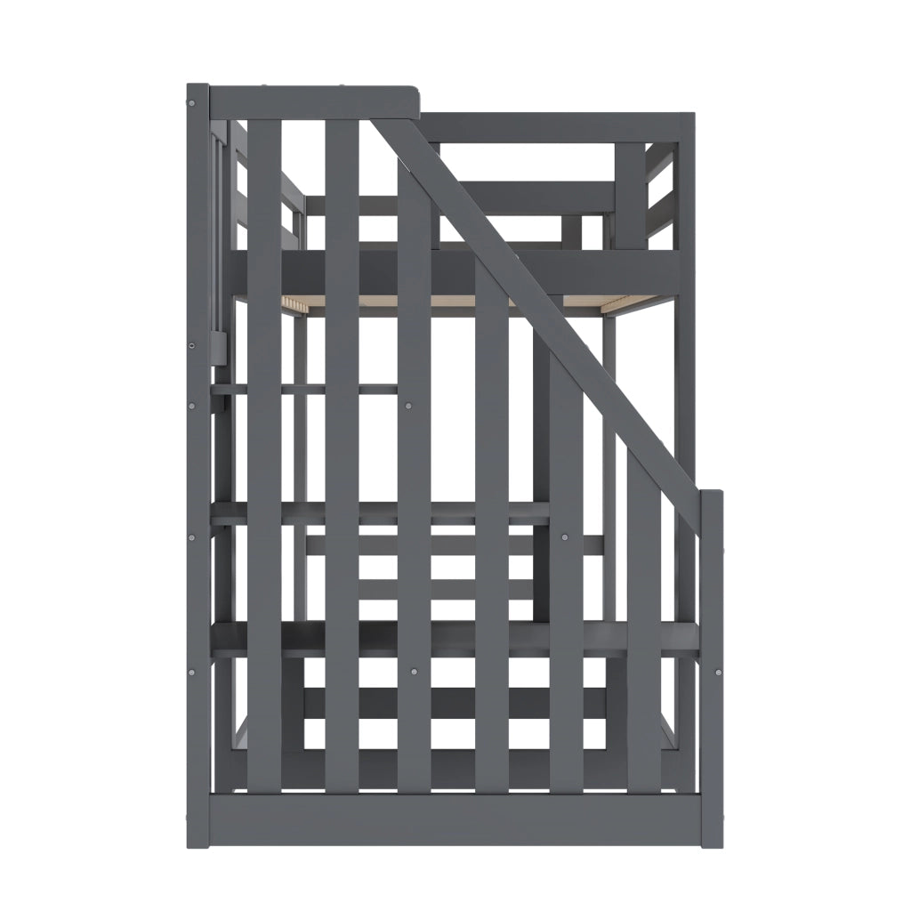 LETTO A CASTELLO per bambini 90 x 200 cm con scala di sicurezza, grigio