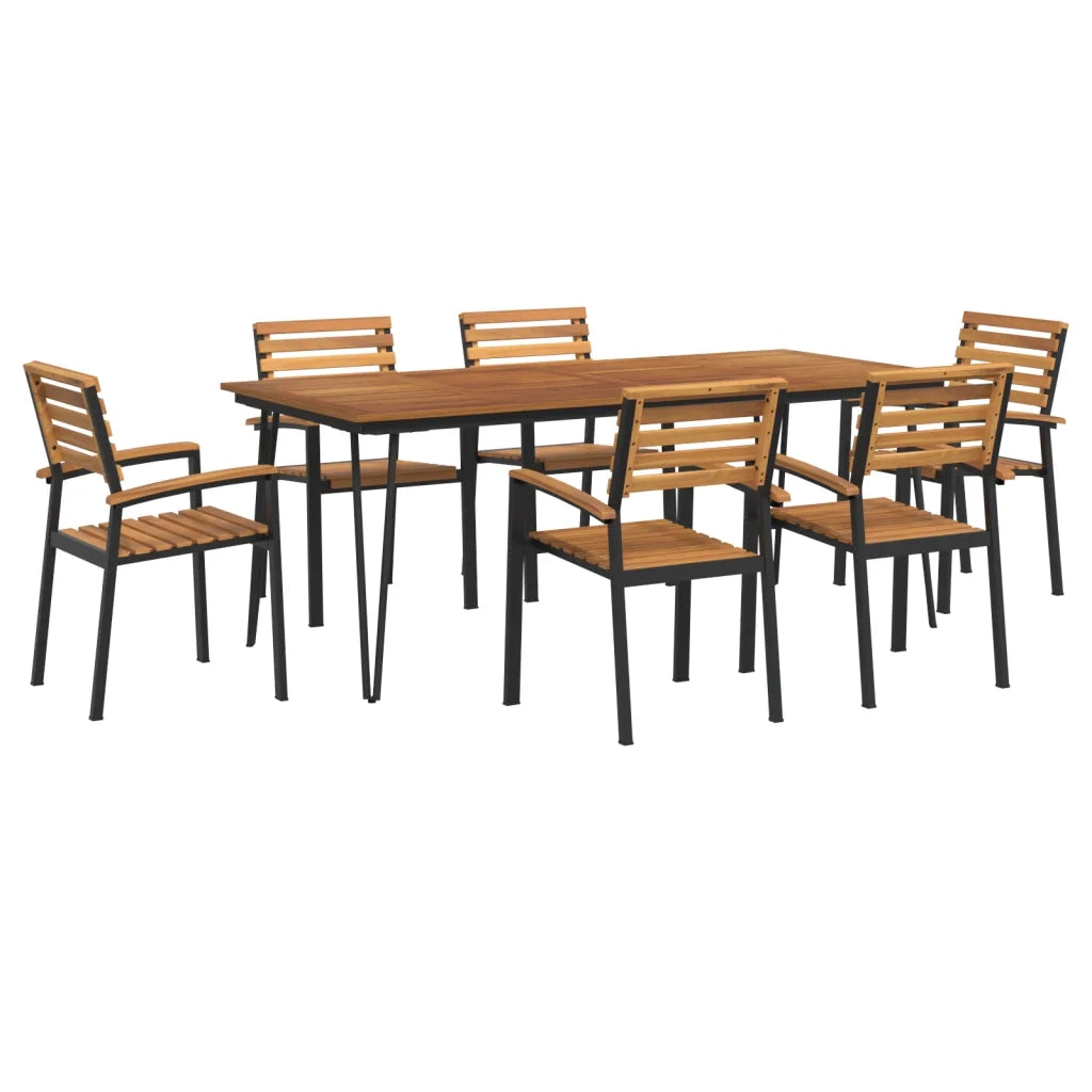 Set Pranzo da Giardino 7 pz Legno Massello di Acacia e Metallo 3155420