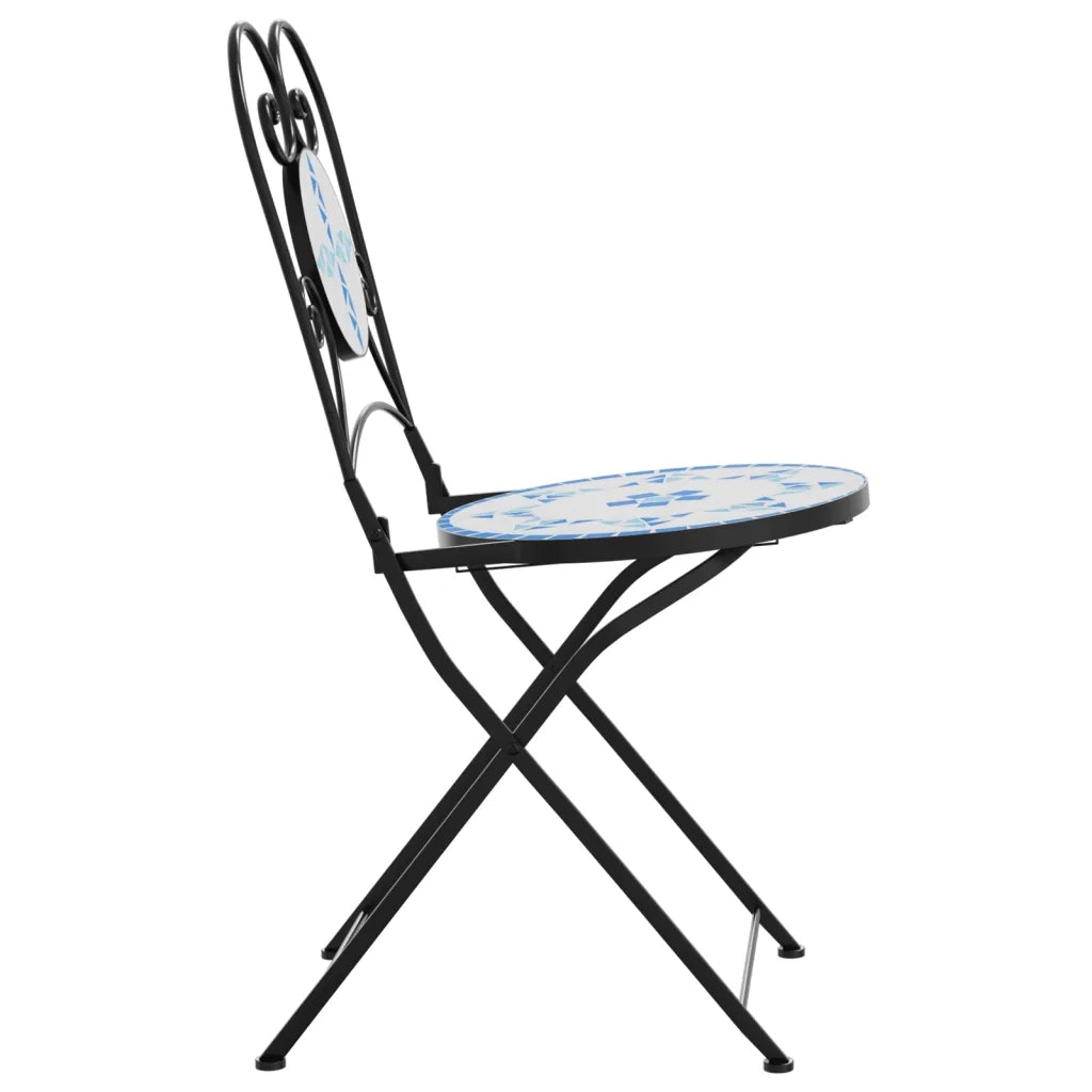Sedie da BistrÃ² Pieghevoli 2 pz Blu e Bianco in Ceramica