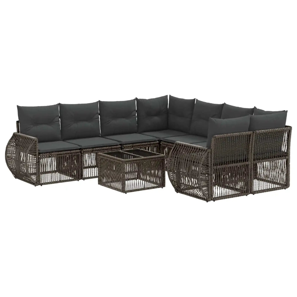 Set Divano da Giardino 9 pz Grigio polyrattan 3435365