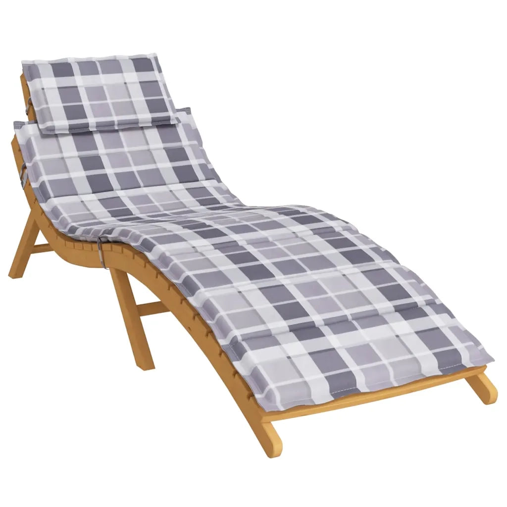 Cuscino per Lettino a Quadri Grigi 186x58x4 cm Tessuto Oxford 314172