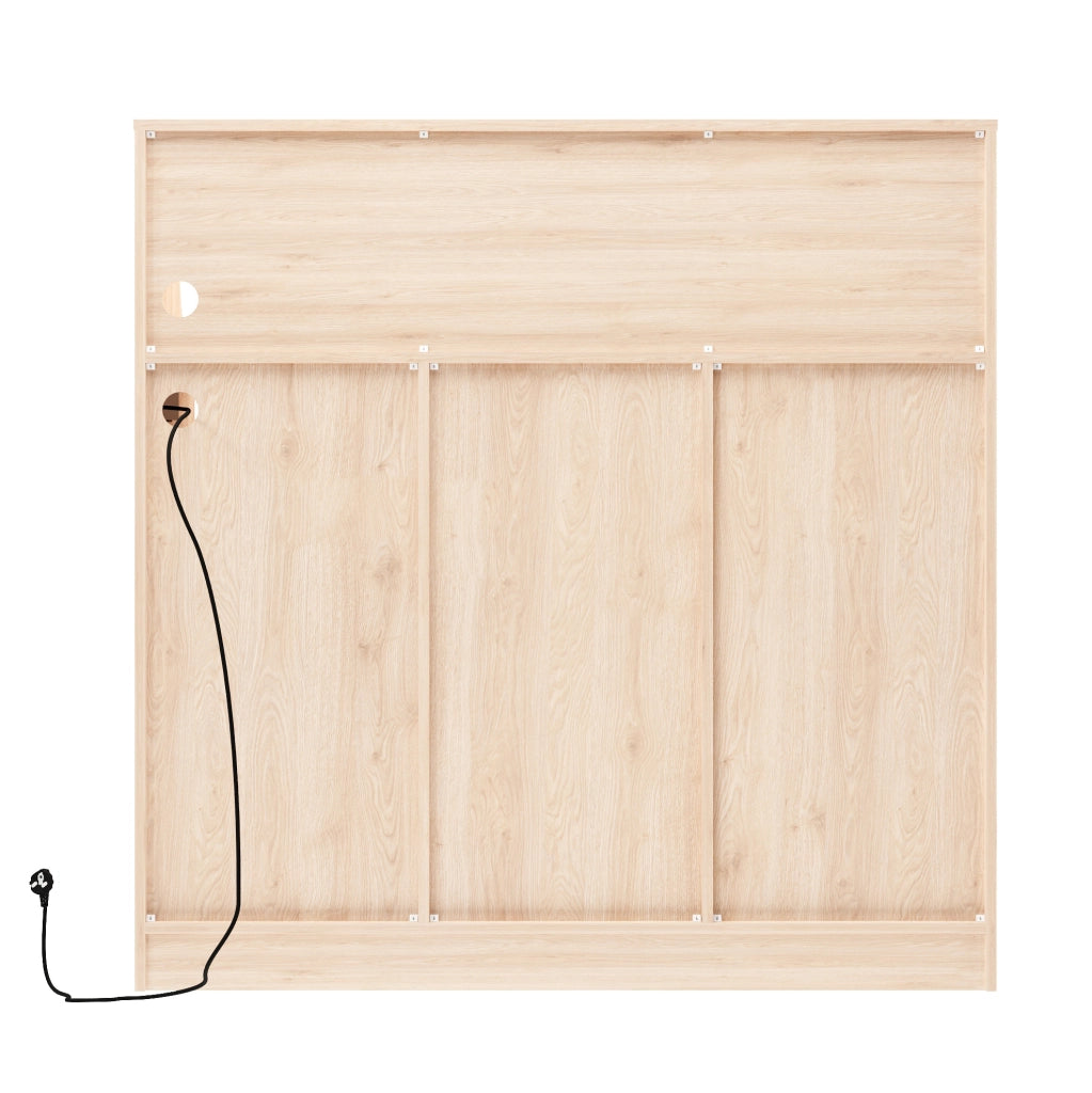 Credenza 120x40x121 cm con LED; presa elettrica; portabottiglie e portacalic