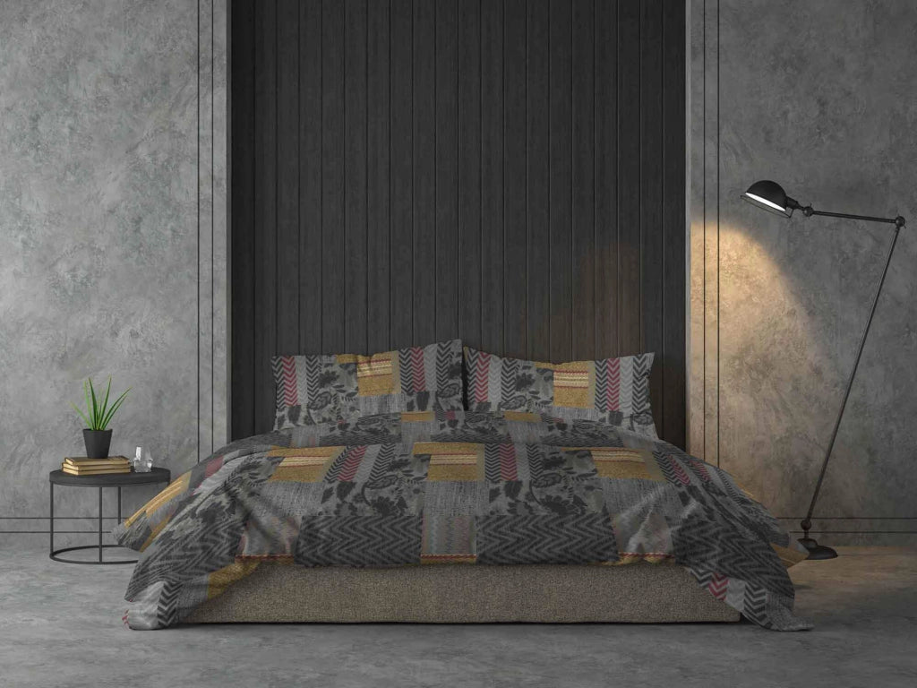 Copripiumino Singolo con Federe Stampato Athena Adana Grigio