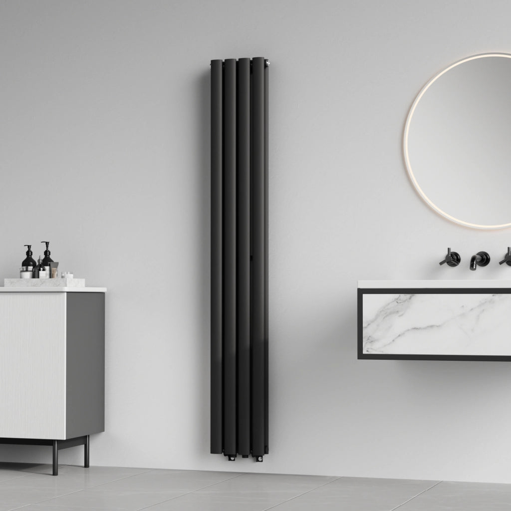 Termosifone Nore ad Acqua Calda Pannello Doppio con Elementi Tubolari 160 x 24 cm Nero [neu.haus]