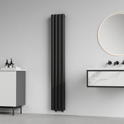 Termosifone Nore ad Acqua Calda Pannello Doppio con Elementi Tubolari 160 x 24 cm Nero [neu.haus]