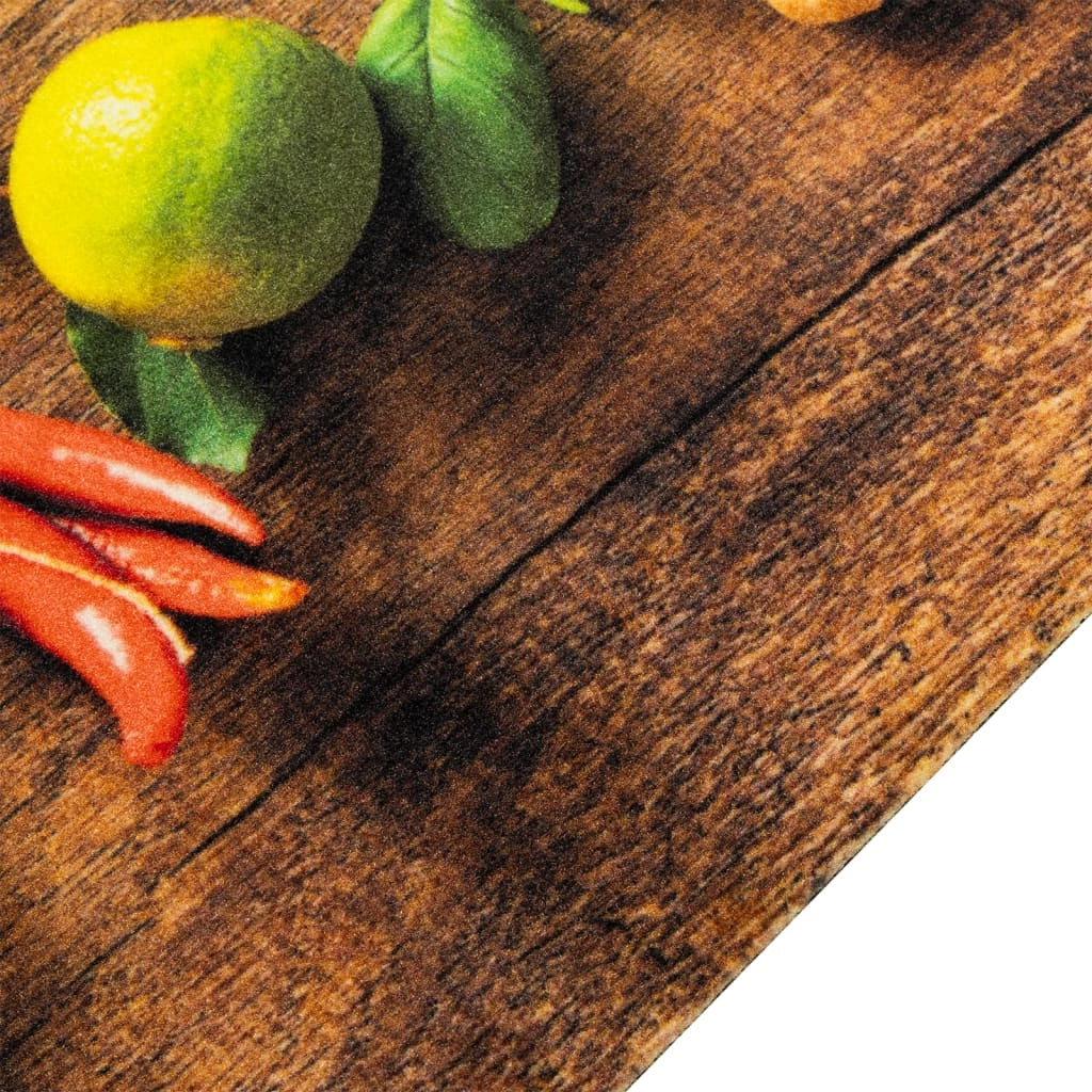 Tappetino da cucina lavabile con stampa di spezie antiscivolo 60 x 300 cm velluto multicolore 02_0056446
